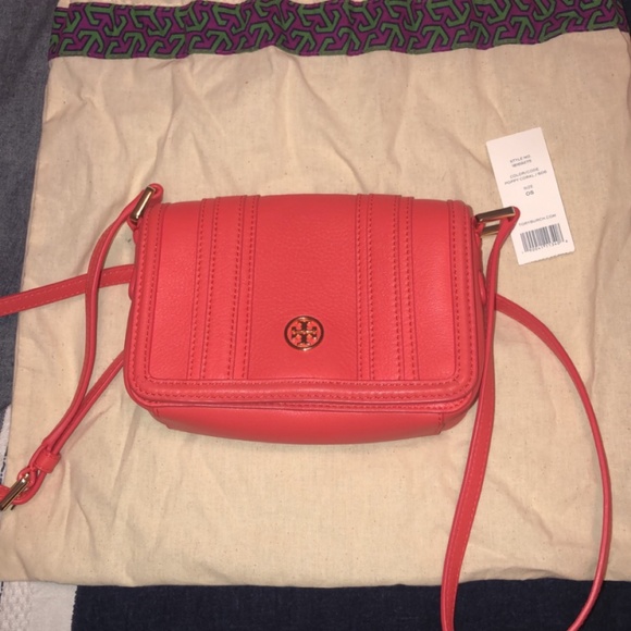 Tory Burch Landon mini bag in poppy coral orange - Picture 1 of 2